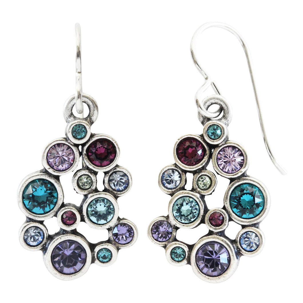 Patricia Locke Something Borrowed Round Mosaic Art Sterling Silver Plated Swarovski Crystal Earrings, EF0930S Waterlily