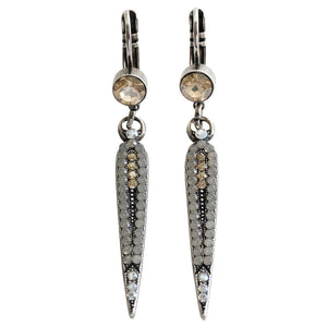 Mariana "Champagne and Caviar" Silver Plated Spear Dangle Crystal Earrings, 1304 391100