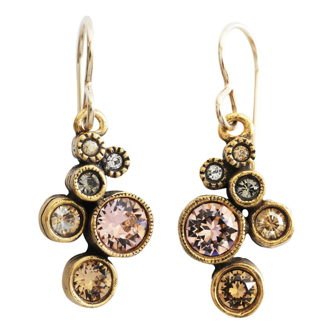 Patricia Locke Splash Gold Plated Swarovski Mosaic Dangle Earrings, EF0685G Champagne