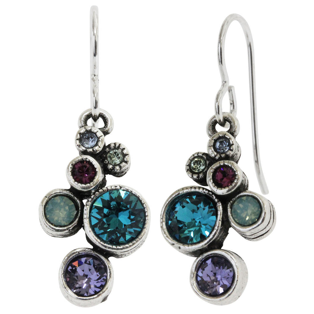Patricia Locke Splash Sterling Silver Plated Swarovski Crystal Multi Color Mosaic Art Earrings, Waterlily EF0685S