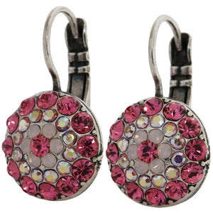 Mariana "Pretty in Pink" Silver Plated Round Pavé Crystal Earrings, 1141 3111