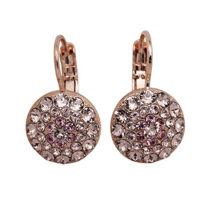 Mariana "Flamingo" Rose Gold Plated Round Pavé Crystal Earrings, 1141 319rg