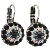 Mariana "Tuxedo" Silver Plated Round Pavé Crystal Earrings, 1141 3701