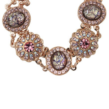 Mariana "Flamingo" Rose Gold Plated Oval Floral Statement Crystal Bracelet, 4054/1 319rg