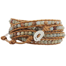 Chan Luu Aqua Terra Stones on Bronze Leather Wrap Bracelet BS-1289