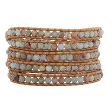Chan Luu Aqua Terra Stones on Bronze Leather Wrap Bracelet BS-1289