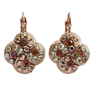 Mariana "Caramel" Rose Gold Plated Extra Luxurious Clover Crystal Earrings, 1319/1 137rg