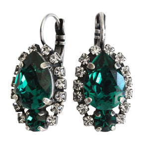 Mariana "Green with Envy" Silver Plated Teardrop Pear Crystal Earrings, 1259/1 001205