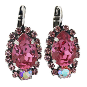 Mariana "Pretty in Pink" Silver Plated Teardrop Pear Crystal Earrings, 1259/1 223