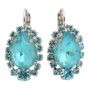 Mariana "Sun-Kissed Aqua" Rhodium Plated Teardrop Pear Crystal Earrings, 1259/1 202146ro