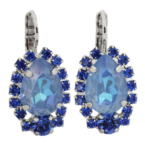Mariana "Sun-Kissed Ocean" Rhodium Plated Teardrop Pear Crystal Earrings, 1259/1 206143ro