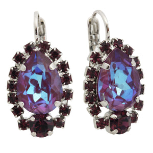 Mariana "Sun-Kissed Plum" Rhodium Plated Teardrop Pear Crystal Earrings, 1259/1 204149ro