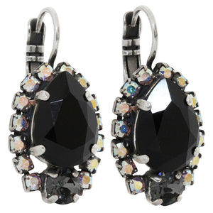 Mariana "Tuxedo" Silver Plated Teardrop Pear Crystal Earrings, 1259/1 3701