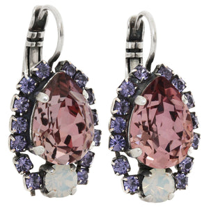 Mariana "Purple Mix" Silver Plated Teardrop Pear Crystal Earrings, 1259/1 1062