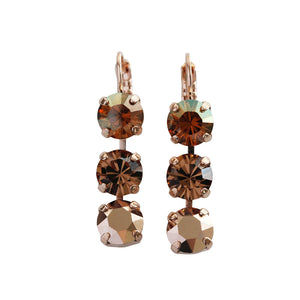 Mariana "Caramel" Rose Gold Plated Three Stone Crystal Earrings, 1440/1 137rg