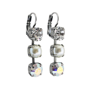 Mariana "Crystal Pearls" Silver Plated Three Stone Crystal Earrings, 1440/1 M48001