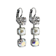 Mariana "Crystal Pearls" Silver Plated Three Stone Crystal Earrings, 1440/1 M48001