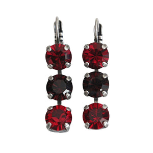 Mariana "Lady in Red" Silver Plated Three Stone Crystal Earrings, 1440/1 1070sp