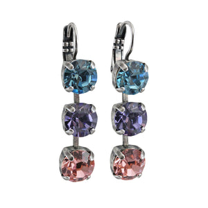 Mariana "Pastel Rainbow" Silver Plated Three Stone Crystal Earrings, 1440/1 144sp