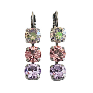 Mariana "Pina Colada" Silver Plated Three Stone Crystal Earrings, 1440/1 1063
