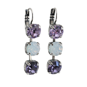 Mariana "Purple Mix" Silver Plated Three Stone Crystal Earrings, 1440/1 1062sp