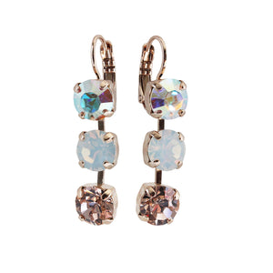 Mariana "Snowflake" Rose Gold Plated Three Stone Crystal Earrings, 1440/1 1112rg