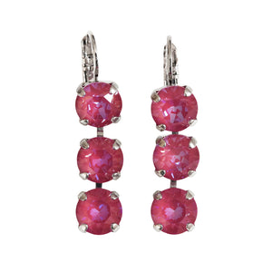 Mariana "Sun-Kissed Blush" Rhodium Plated Three Stone Crystal Earrings, 1440/1 168168ro