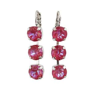 Mariana "Sun-Kissed Blush" Rhodium Plated Three Stone Crystal Earrings, 1440/1 168168ro