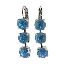 Mariana "Sun-Kissed Ocean" Rhodium Plated Three Stone Crystal Earrings, 1440/1 143143ro