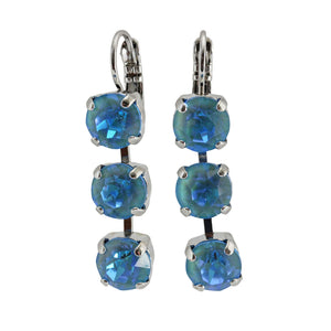 Mariana "Sun-Kissed Ocean" Rhodium Plated Three Stone Crystal Earrings, 1440/1 143143ro