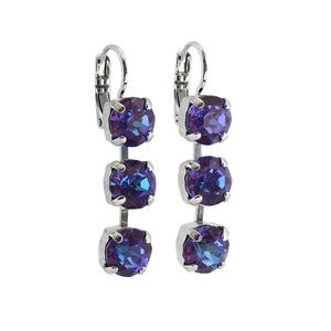 Mariana "Sun-Kissed Plum" Rhodium Plated Three Stone Crystal Earrings, 1440/1 149149ro