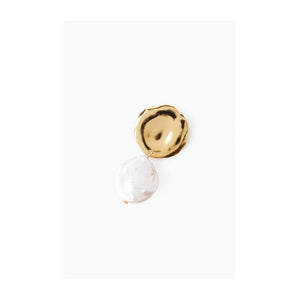 Chan Luu Two Tiered White Keshi Pearl Gold Plated Earrings