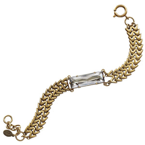 Catherine Popesco 14k Gold Plated Zigzig Rectangle Crystal Chain Bracelet, 1795G Shade