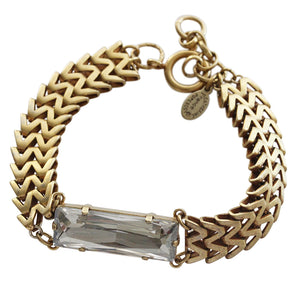 Catherine Popesco 14k Gold Plated Zigzig Rectangle Crystal Chain Bracelet, 1795G Shade