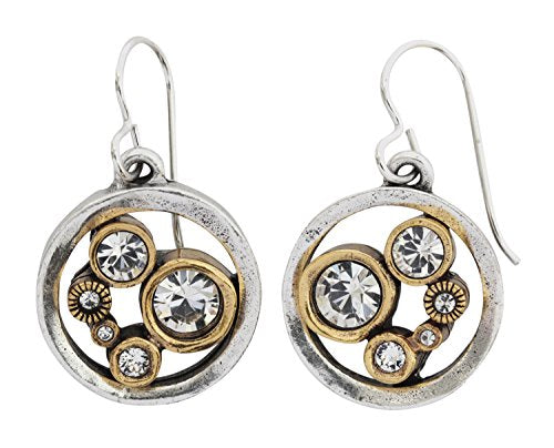 Patricia Locke Go Karts Silver Plated Round Swarovski Mosaic Art Earrings, EF1076S All Crystal