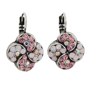 Mariana "Pretty in Pink" Silver Plated Extra Luxurious Clover Crystal Earrings, 1319/1 223-1