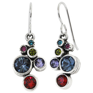 Patricia Locke Splash Sterling Silver Plated Swarovski Crystal Multi Color Mosaic Art Earrings, Celebration EF0685S