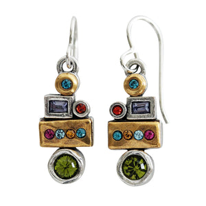 Patricia Locke "Girlfriends" Sterling Silver Gold Plated Swarovski Crystal Mosaic Earrings, EF1096S Fling