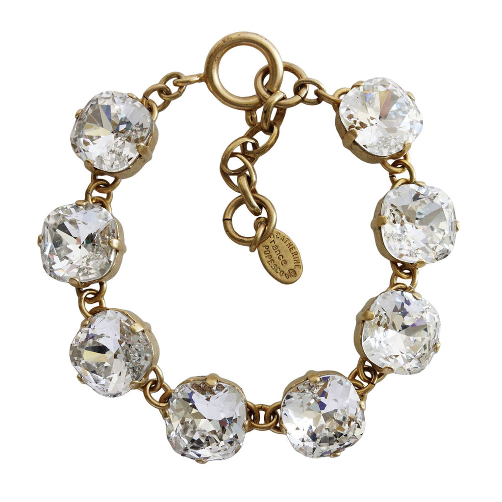 Catherine Popesco 14k Gold Plated Crystal Round Bracelet, 1696G Clear ...