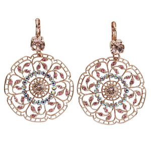 Mariana "Flamingo" Rose Gold Plated Filigree Floral Crystal Earrings, 1210 319mr