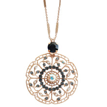 Mariana "Mood Indigo" Rose Gold Plated Filigree Pendant Crystal Necklace, 5210 1069mr