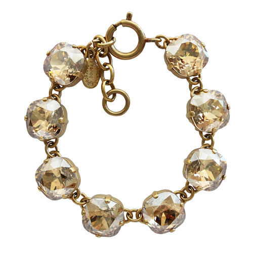 Catherine Popesco 14k Gold Plated Crystal Round Bracelet, 1696G Champagne
