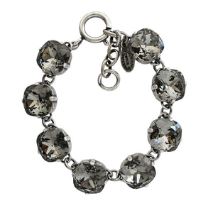 Catherine Popesco Sterling Silver Plated Crystal Round Bracelet, 1696 Black Diamond