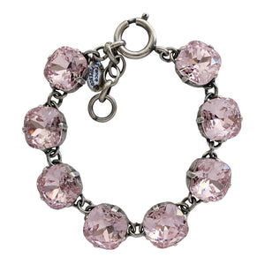 Catherine Popesco Sterling Silver Plated Crystal Round Bracelet, 1696 Petal