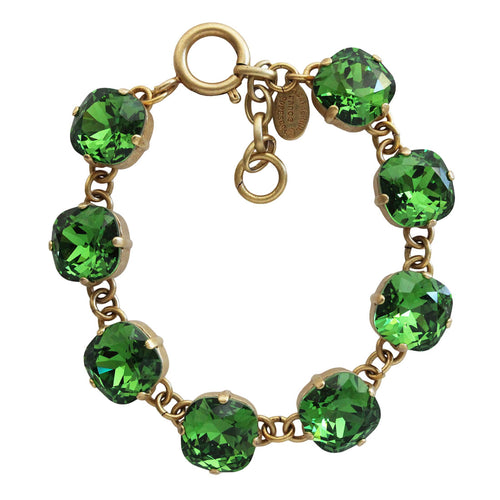 Catherine Popesco 14k Gold Plated Crystal Round Bracelet, 1696G Fern Green