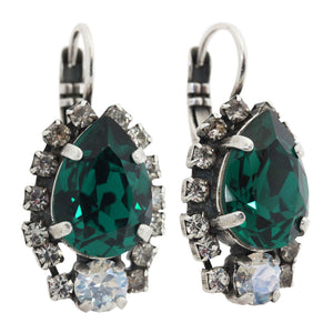 Mariana "Green with Envy" Silver Plated Teardrop Pear Crystal Earrings, 1259/1 205001