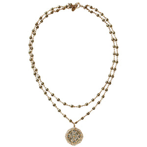 Catherine Popesco 14k Gold Plated Filigree Medallion Beaded Chain Necklace, 20.5" 1125G Pacific Opal Bright